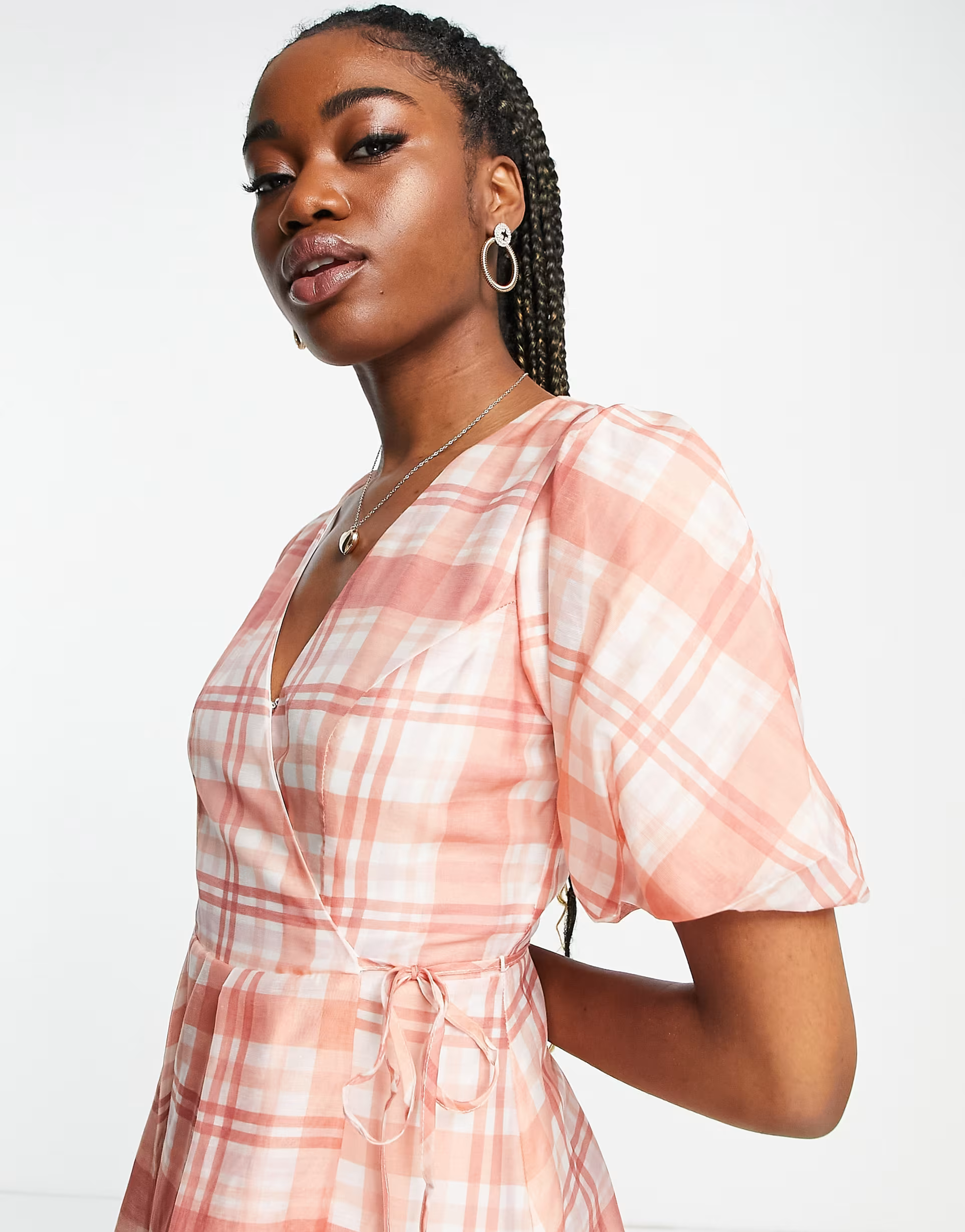 Forever New Womens Puff Sleeve Mini Dress in Oversized Red Check