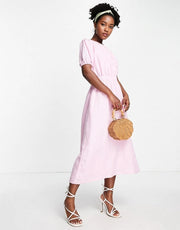 Womens Forever New Cut Out Back Cotton Smock Dress In Baby Pink