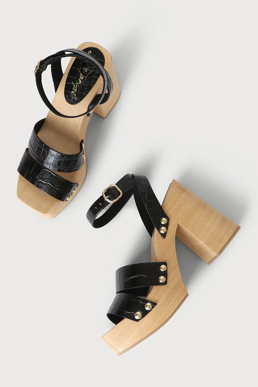 Free People Mallory clog sandals in black croc