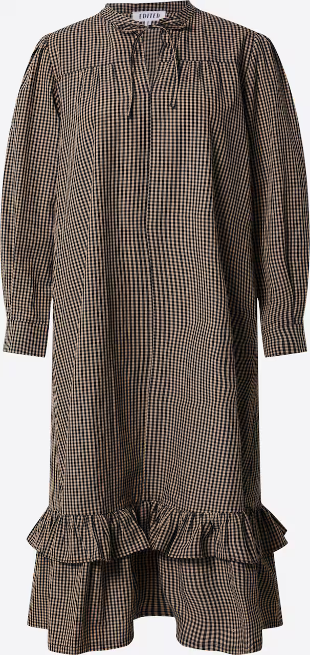 Edited Maxi Smock Dress in Camel Gingham Check