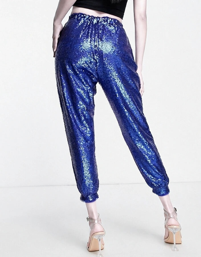 Jaded Rose Womens Sequin Jogger Co-Ord in Petrol Blue