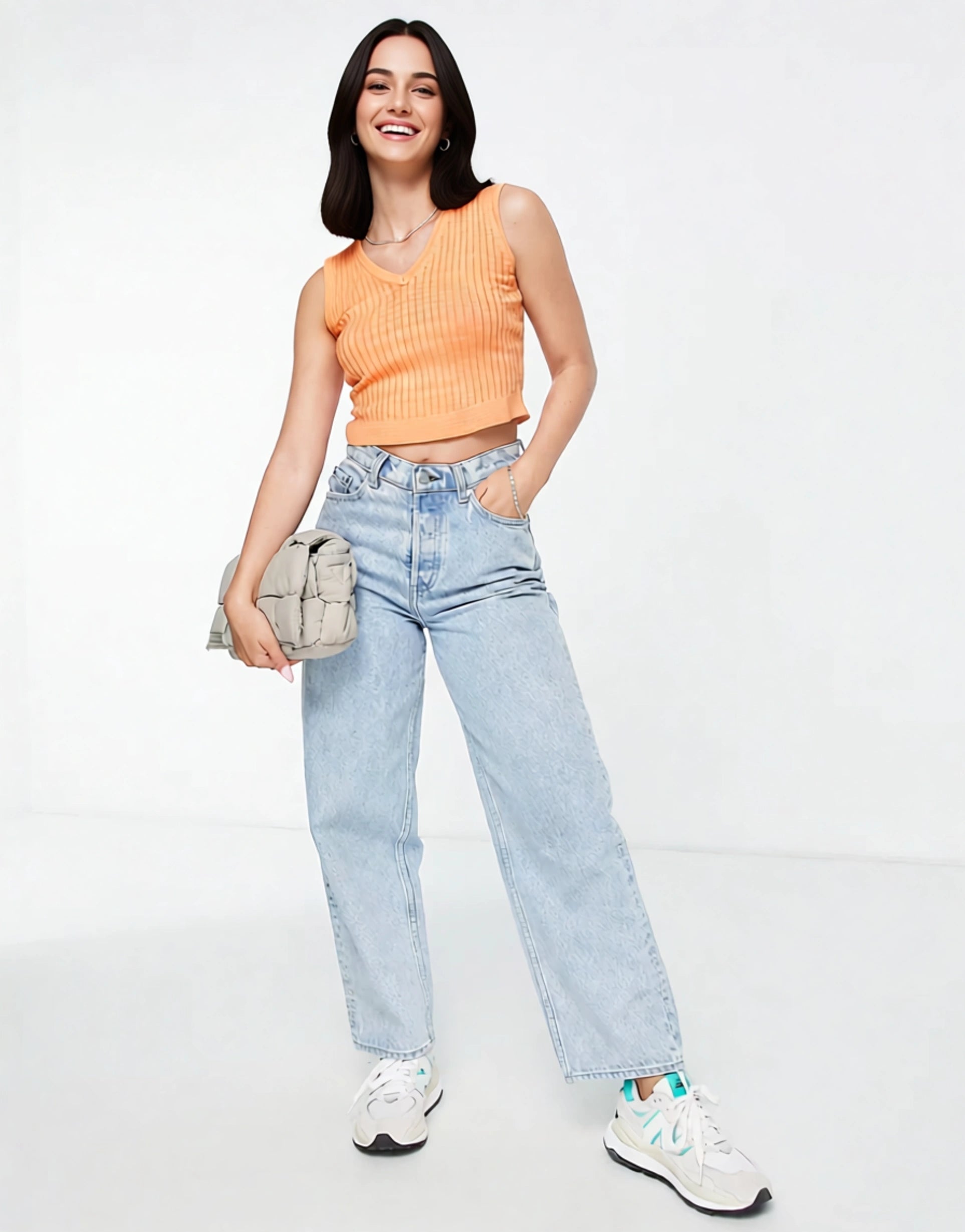 Gianni Feraud Womens Spaceknit Crop Top In Orange