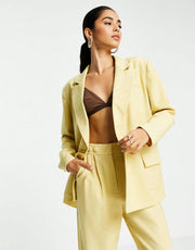 4th & Reckless Petite Womens Oversized Tailored Blazer Co-Ord In Yellow
