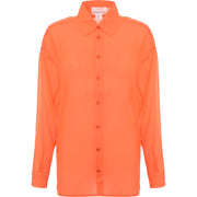 Annorlunda Women's Orange Organza Split Sleeve Shirt