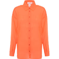 Annorlunda Women's Orange Organza Split Sleeve Shirt