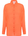 Annorlunda Women's Orange Organza Split Sleeve Shirt