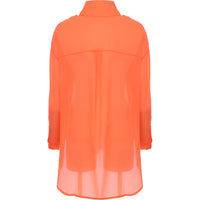 Annorlunda Women's Orange Organza Split Sleeve Shirt