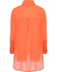 Annorlunda Women's Orange Organza Split Sleeve Shirt