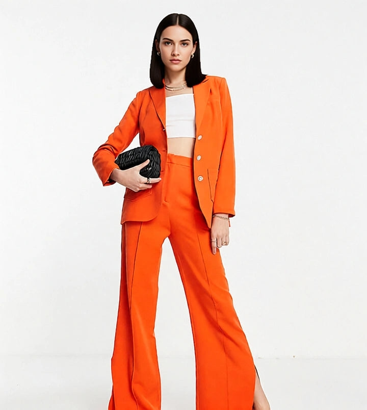 Annorlunda Womens Suit Blazer in Orange Co-Ord
