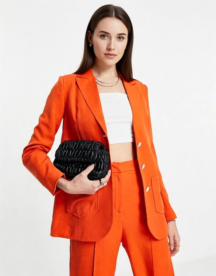 Annorlunda Womens Suit Blazer in Orange Co-Ord