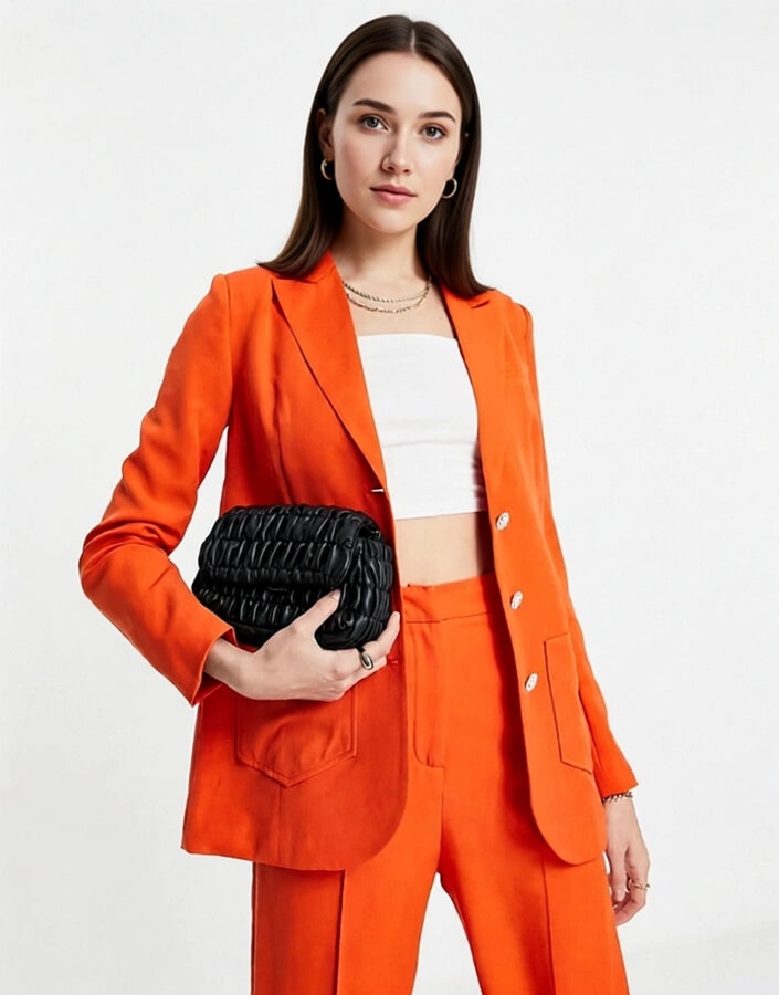Annorlunda Womens Suit Blazer in Orange Co-Ord