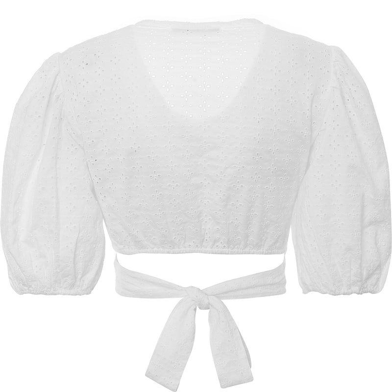 Abercrombie & Fitch Women's White Wrap Eyelet Top