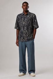 NN.07 Hans ss 5034 casual oversized shirt in navy print