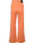 Bershka Women's Orange Croc Effect Faux Leather Straight Leg Trousers