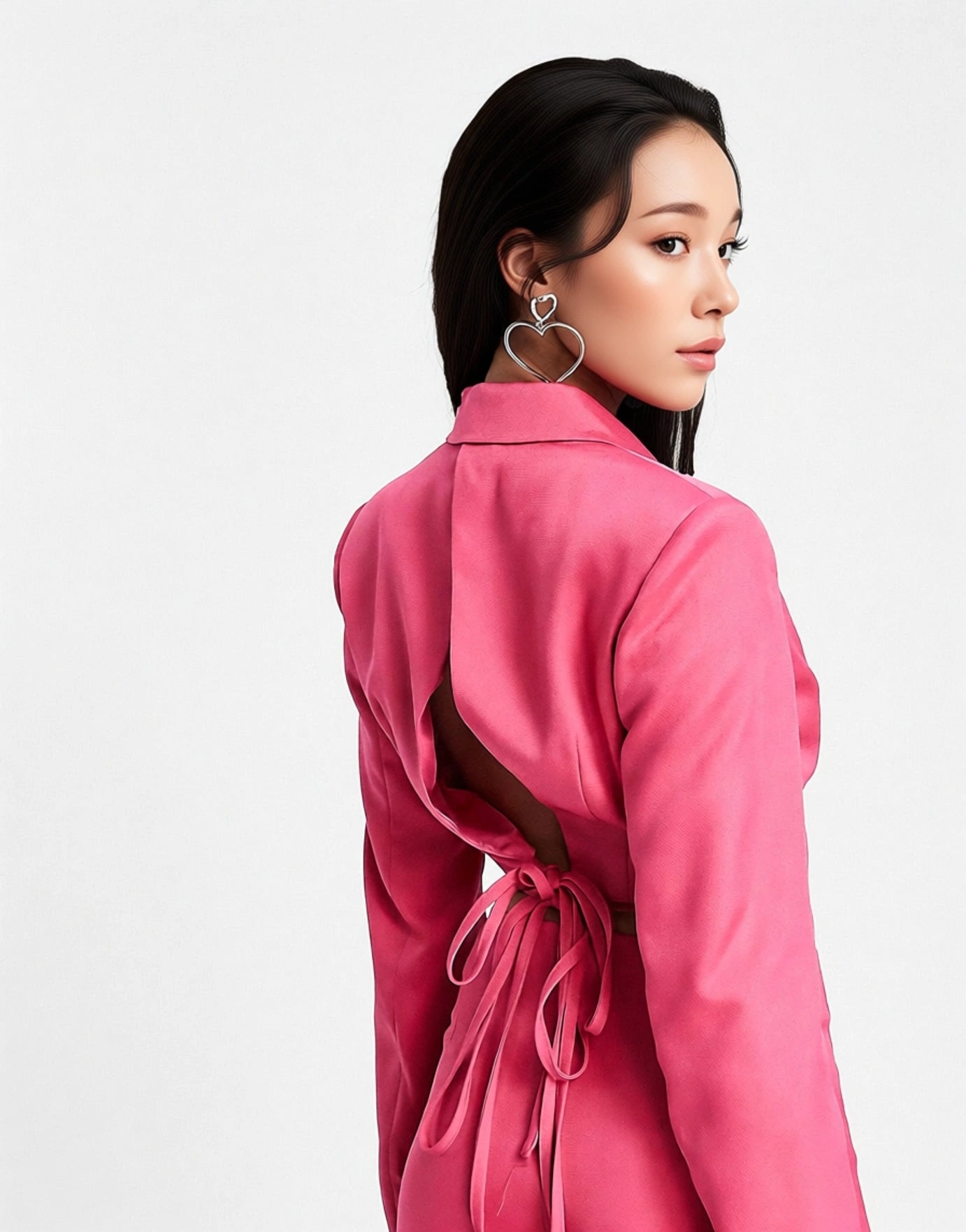 Womens Unique21 Tie Front Cropped Blazer Co-Ord In Pink