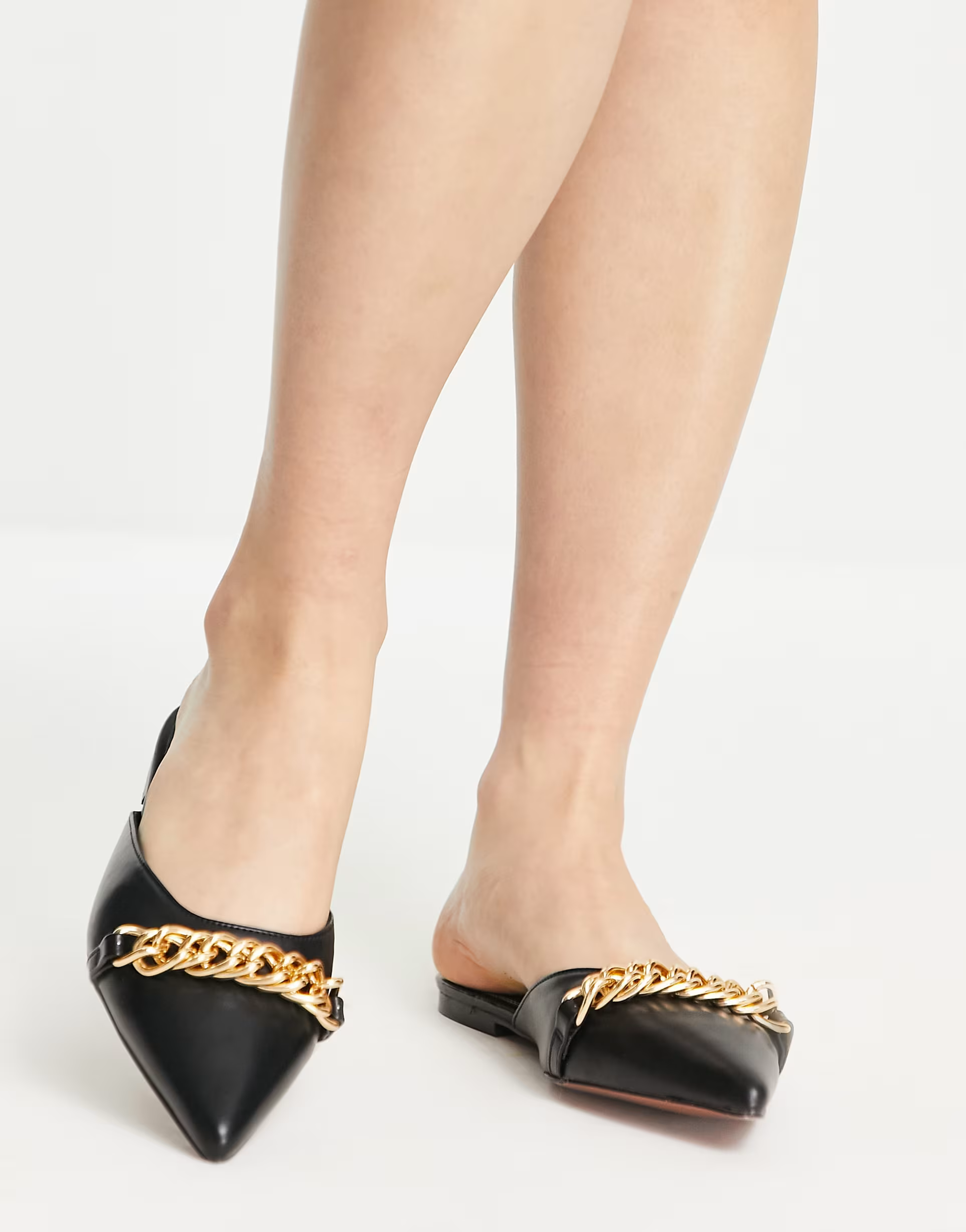 Highstreet Womens Lawful Chain Flat Mules In Black