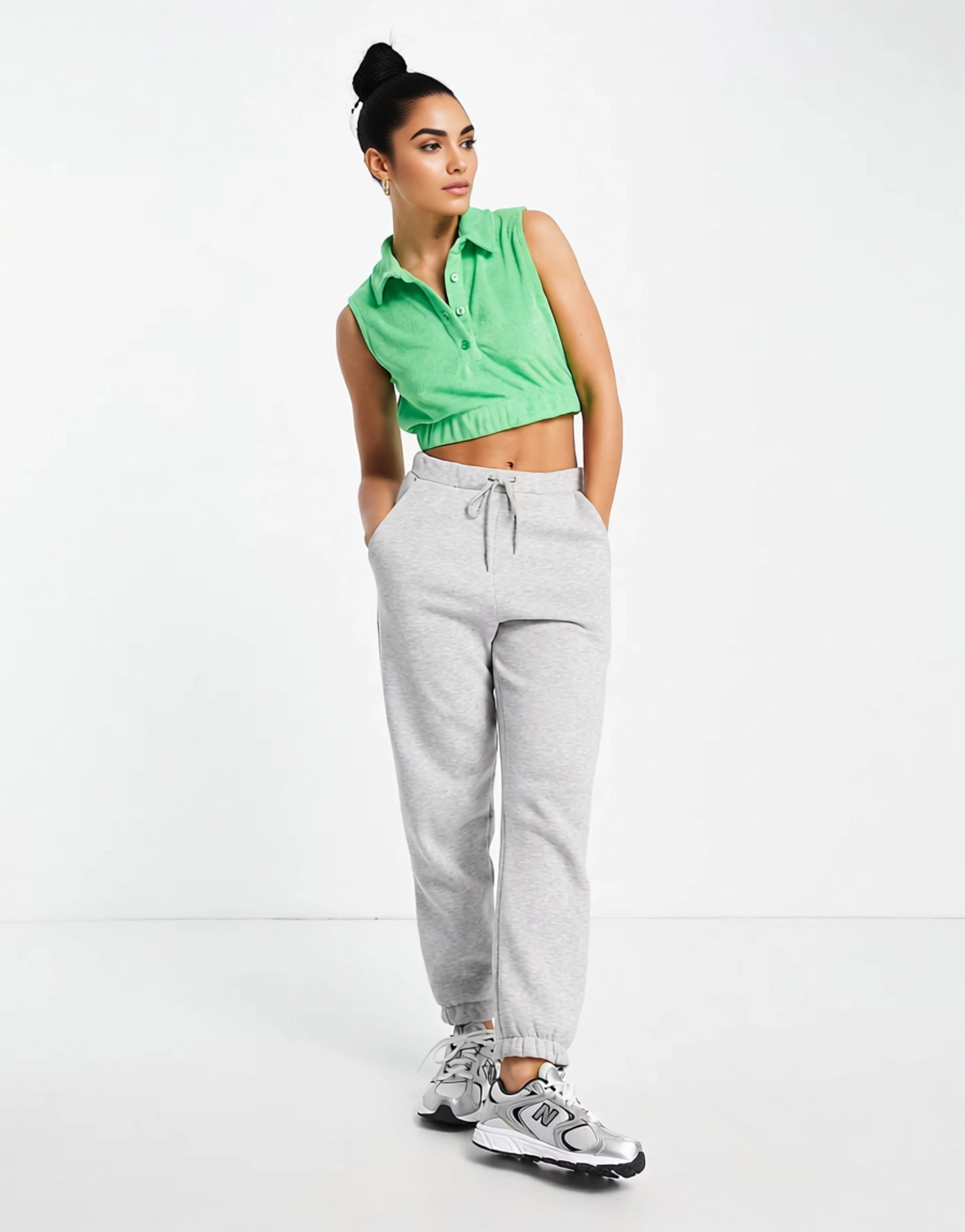 NA-KD Womens X Josefine Hj Co-Ord Towelling Polo Top In Green