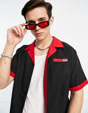 Liquor N Poker Mens Co-Ord Shirt in Black With Golf Club Back Embroidery