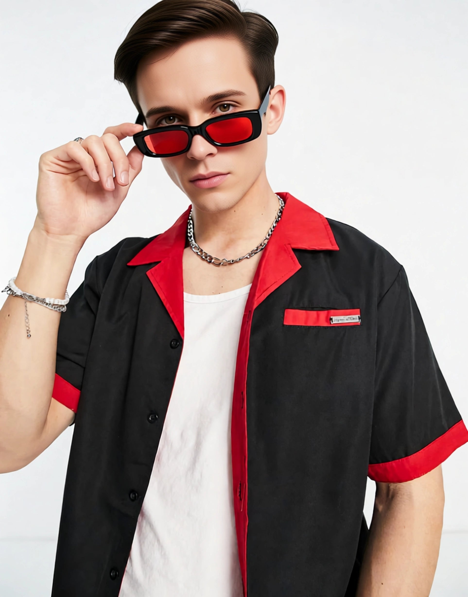 Liquor N Poker Mens Co-Ord Shirt in Black With Golf Club Back Embroidery