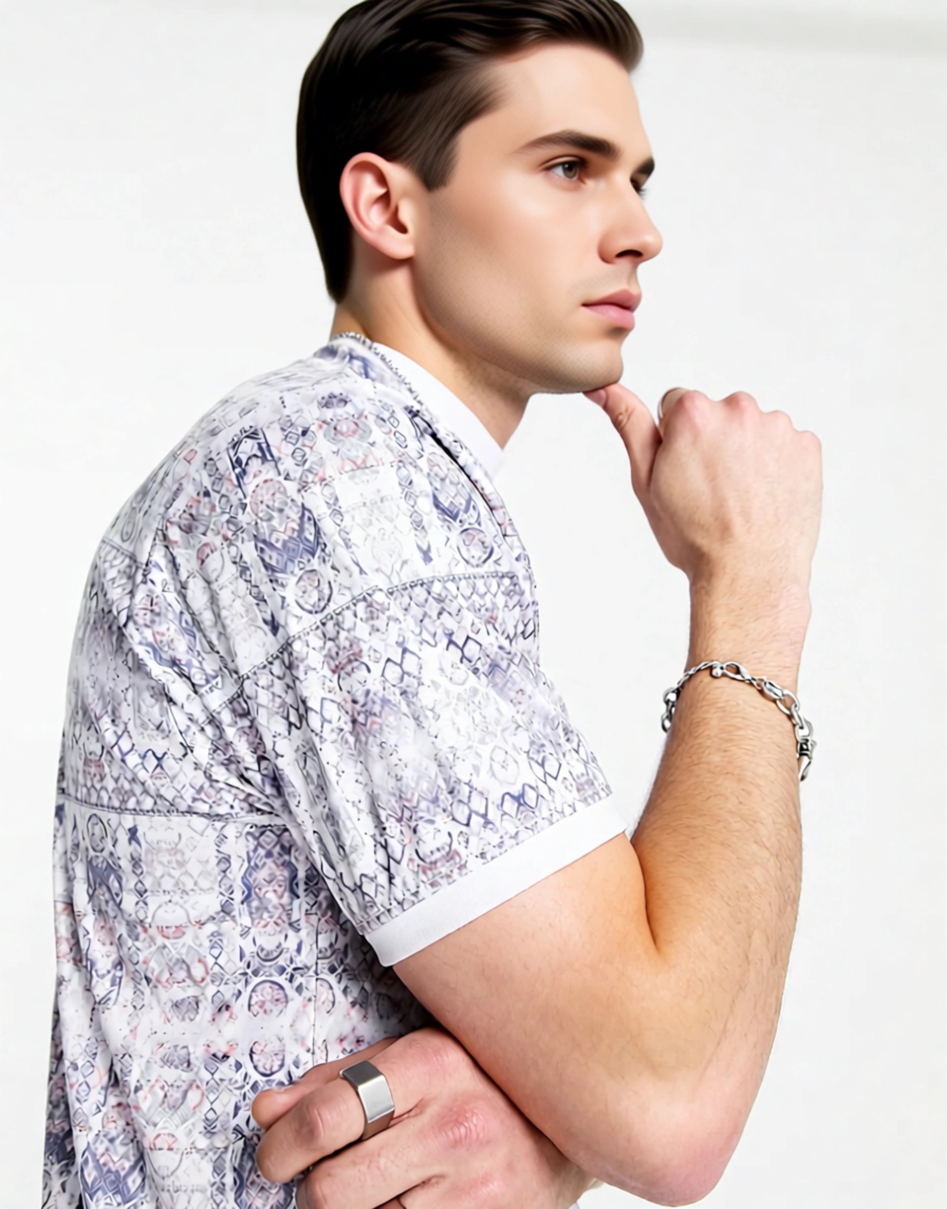 Liquor N Poker Mens Jersey Top in Snakeskin In Multi