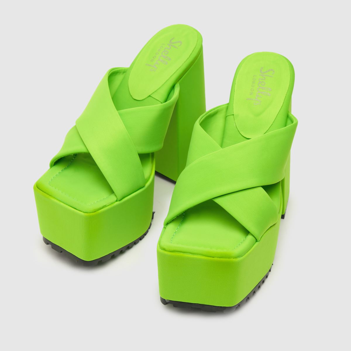 Shellys London Womens Hex Platform Mules In Bright Green In Green