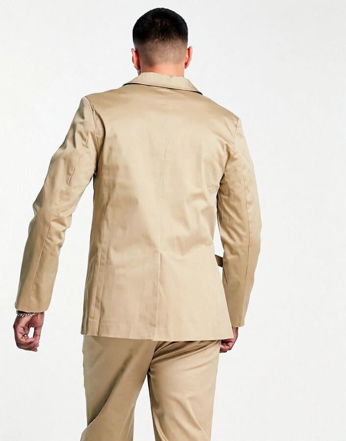 Bando Mens Slim Fit Wrap Around Suit Jacket in Taupe