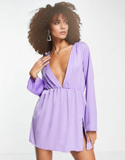Public Desire Women's Textured Satin Mini Dress in Lilac In Purple