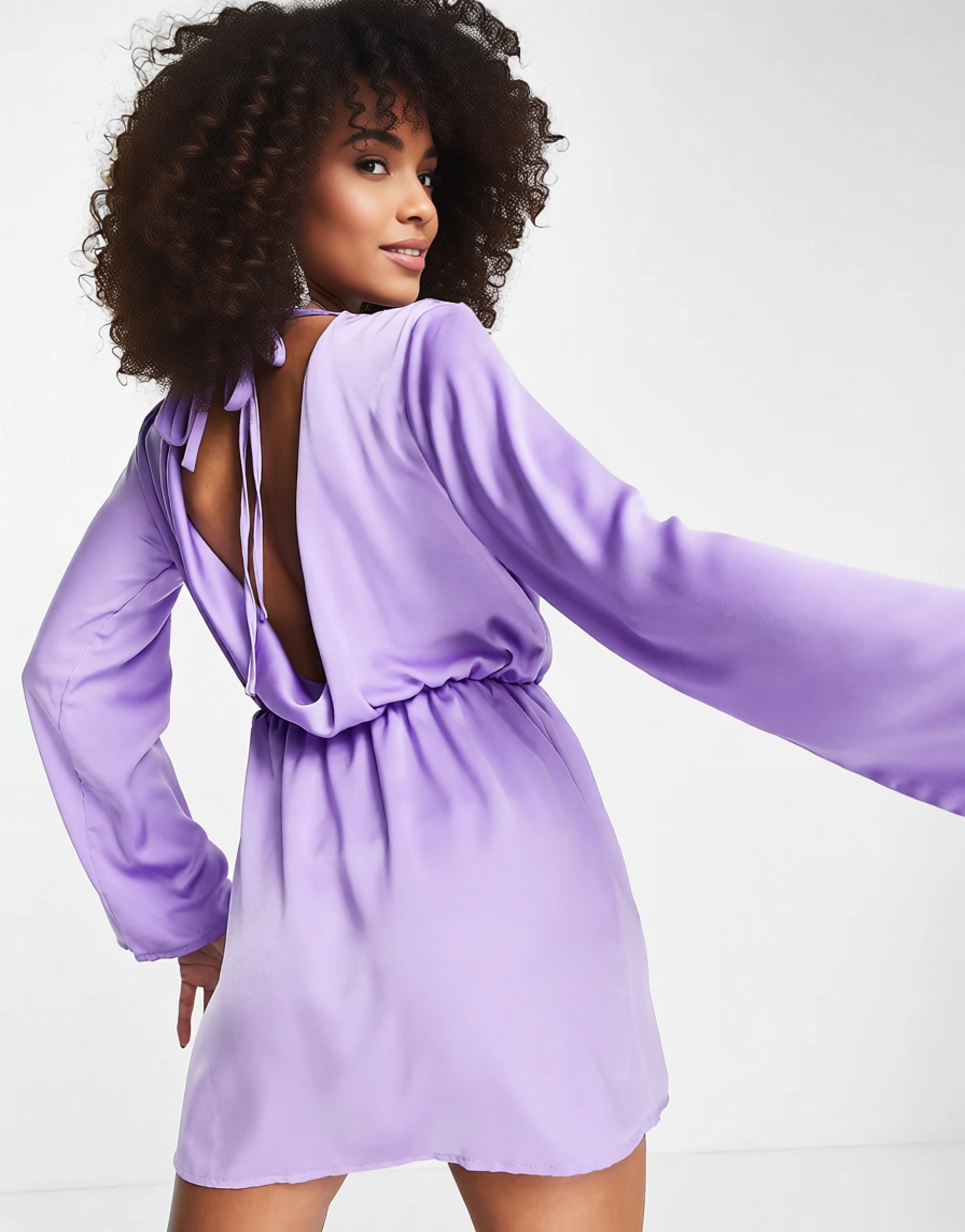 Public Desire Women's Textured Satin Mini Dress in Lilac In Purple