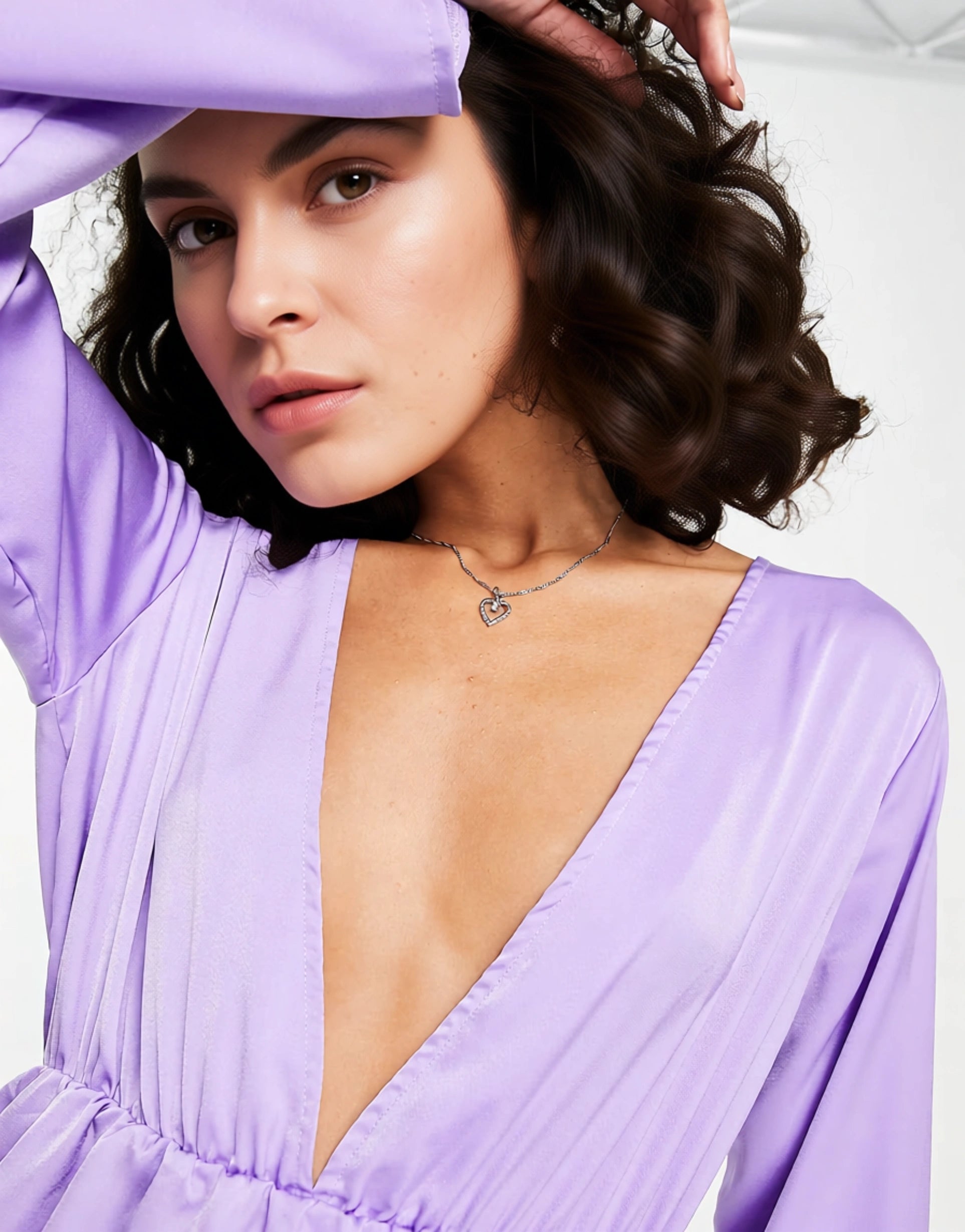 Public Desire Women's Textured Satin Mini Dress in Lilac In Purple