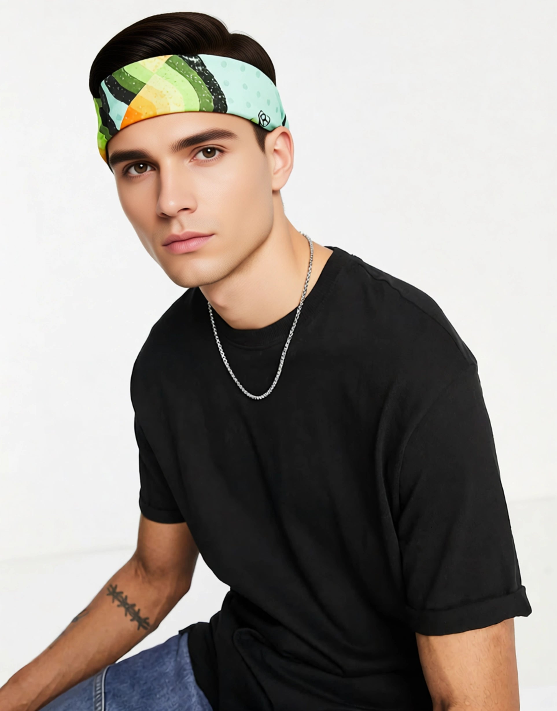 Vintage Supply Mens Bandana With Tv Print In Green