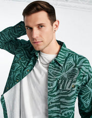 Vintage Supply Mens Butterfly Overdye Shirt In Green