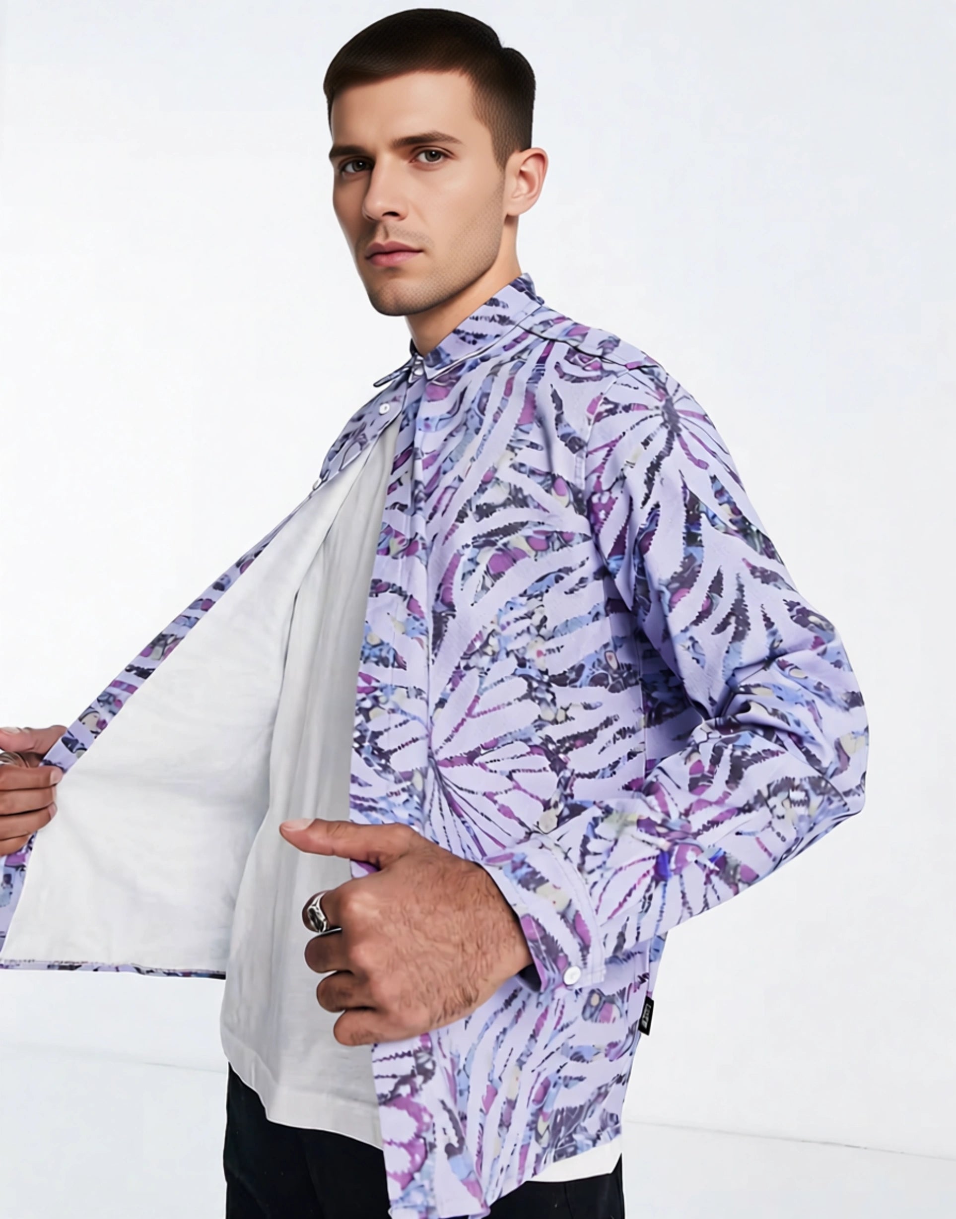 Vintage Supply Mens Butterfly Overdye Shirt In Purple