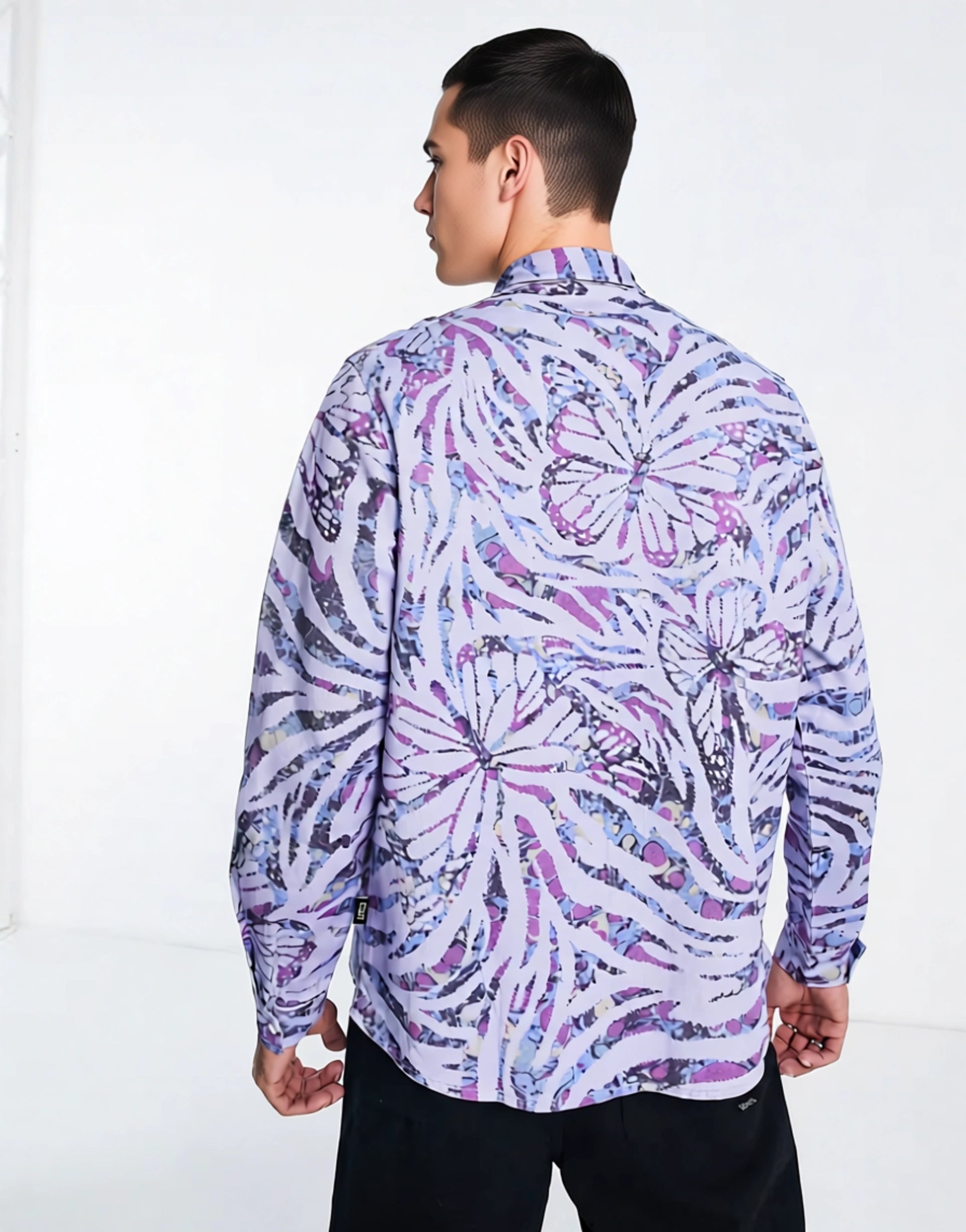 Vintage Supply Mens Butterfly Overdye Shirt In Purple