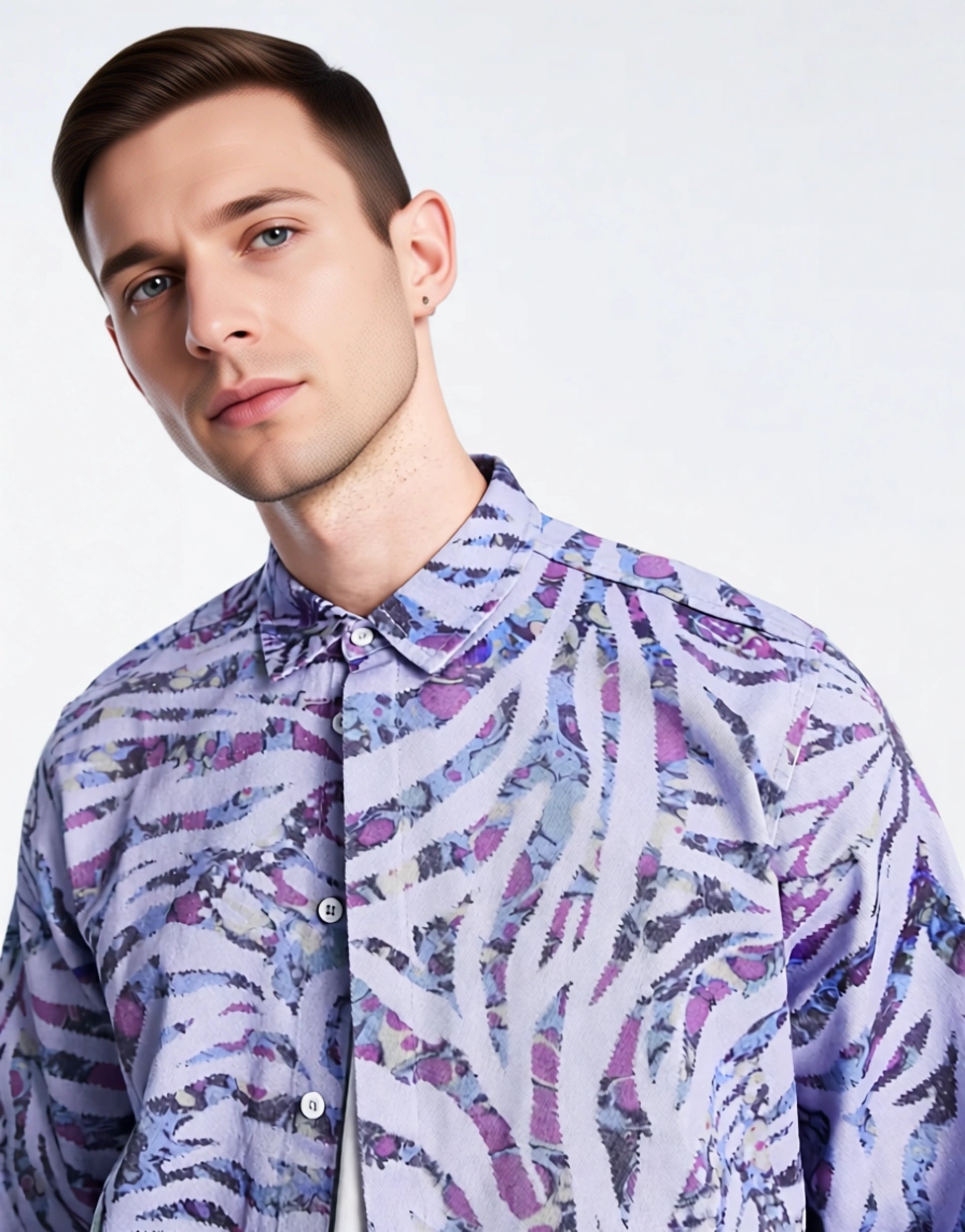 Vintage Supply Mens Butterfly Overdye Shirt In Purple