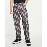 Vintage Supply Mens Tonal Checkerboard Straight Jeans In Brown