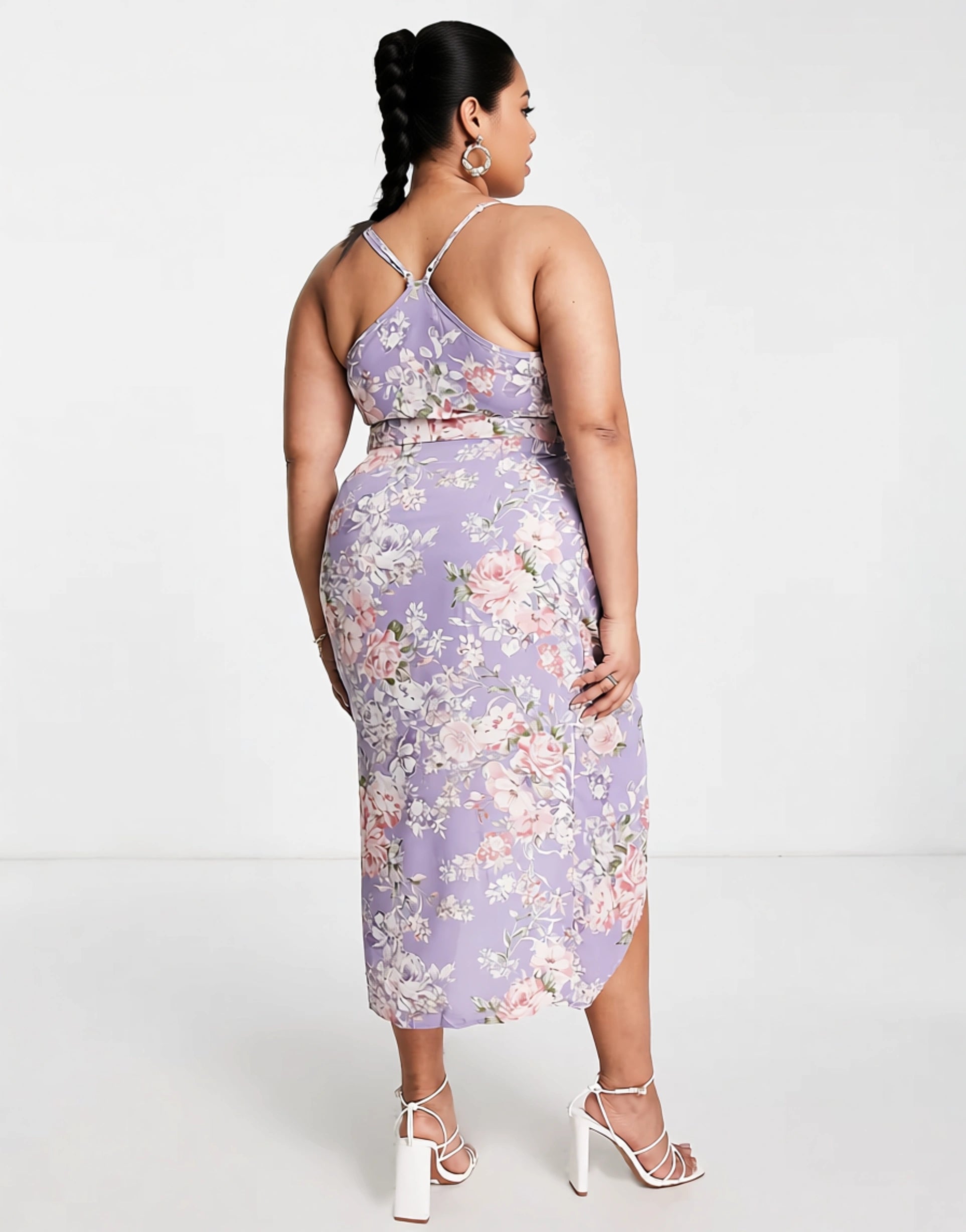 Womens Missguided Plus Satin Midaxi Cami Dress With Cowl Neck In Lilac