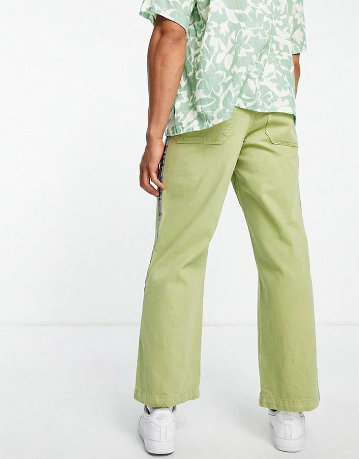 Kickers Mens Skate Leg With Side Stripe Trousers In Green