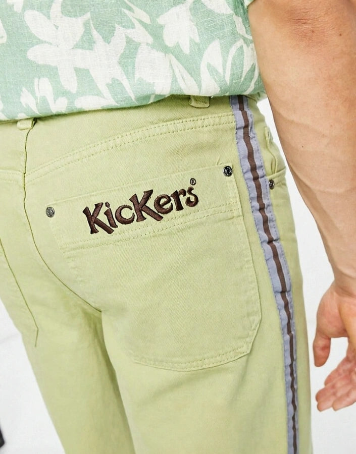 Kickers Mens Skate Leg With Side Stripe Trousers In Green