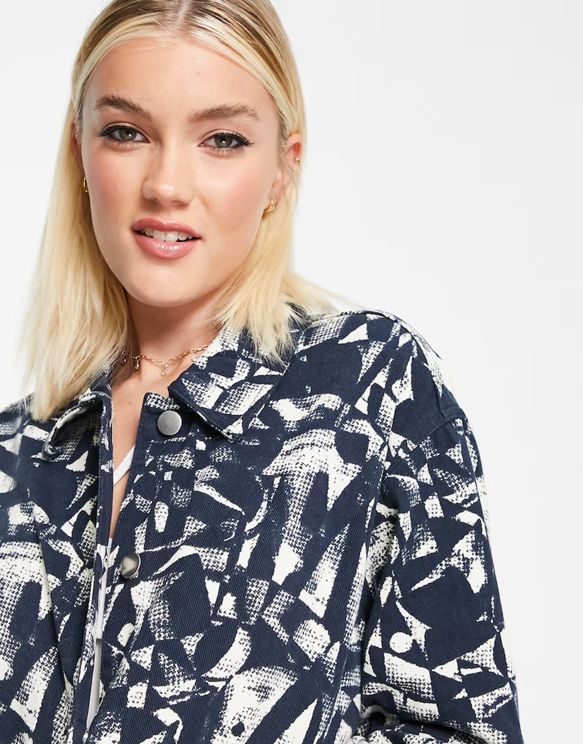 Monki Womens Co-Ord Twill Jacket in Graphic Print In Multi