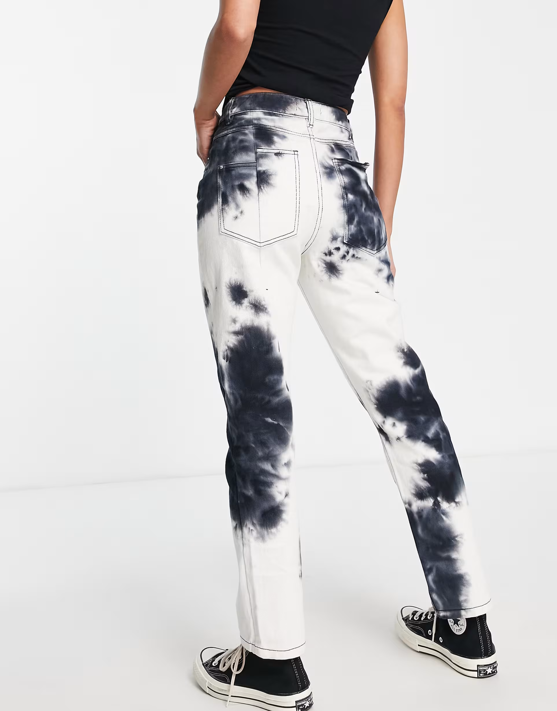 Urban Bliss Womens Straight Leg Jeans in Black ink Print In Black