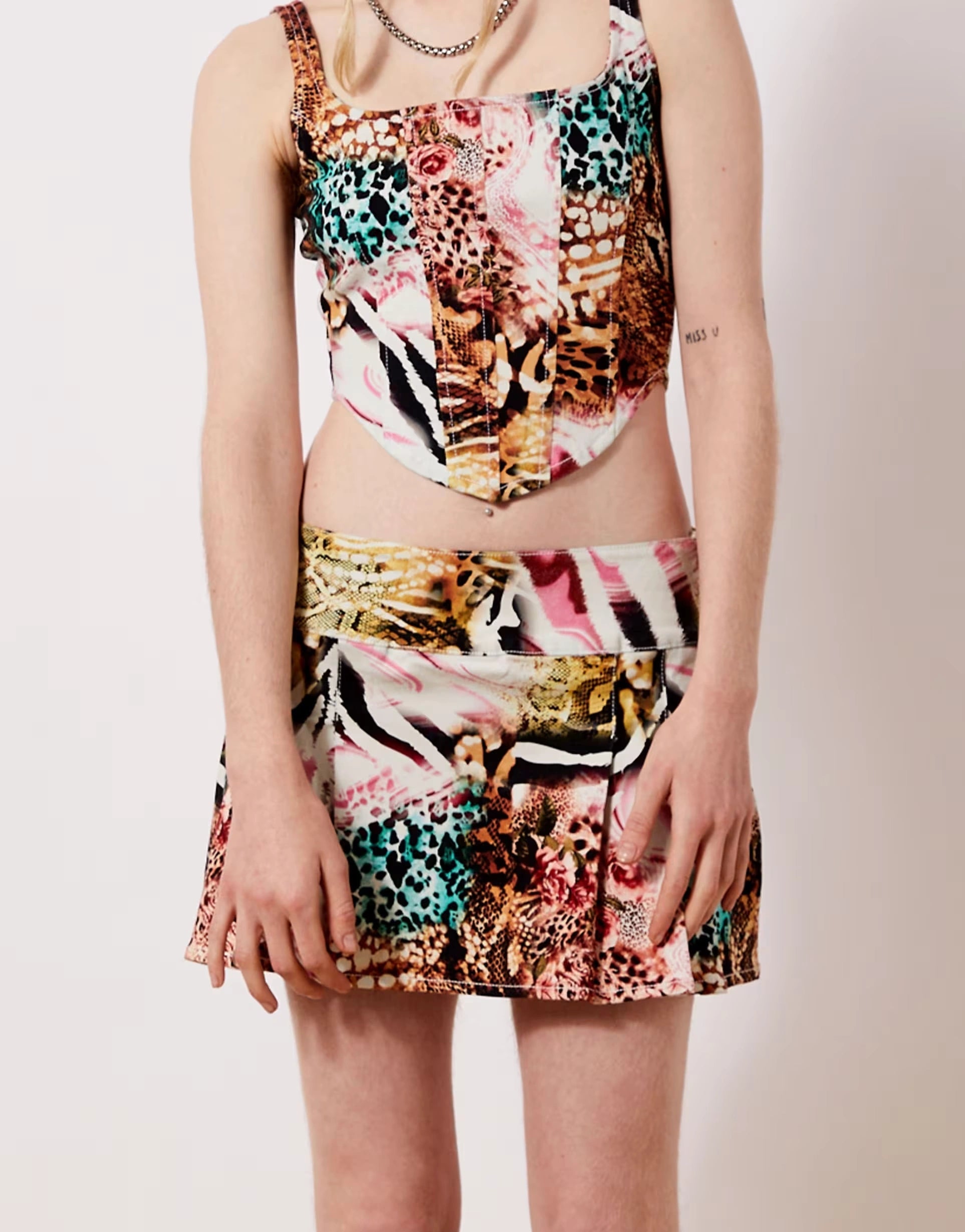 Womens New Girl Order Mixed Animal Print Mini Kilt In Multi