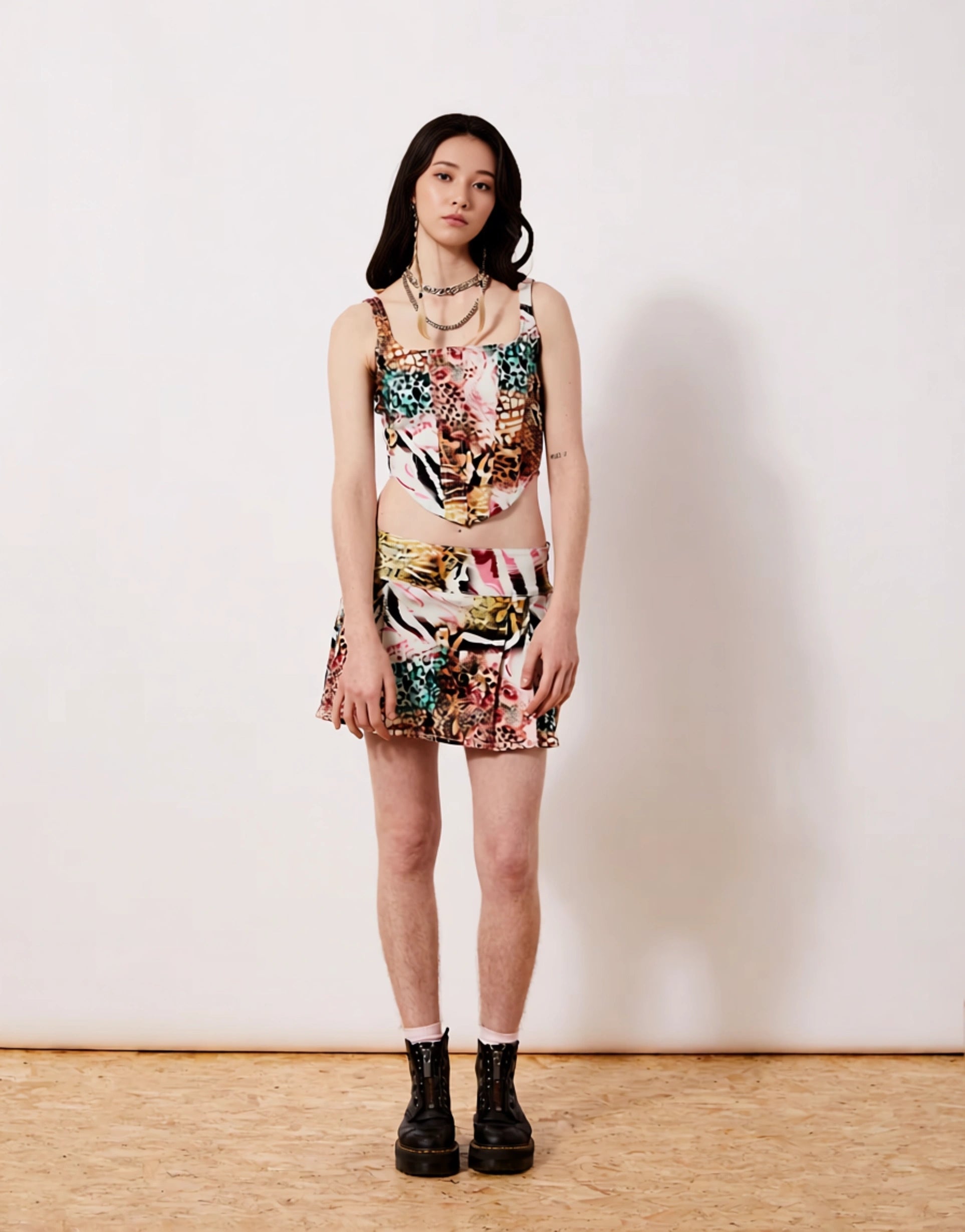 Womens New Girl Order Mixed Animal Print Mini Kilt In Multi