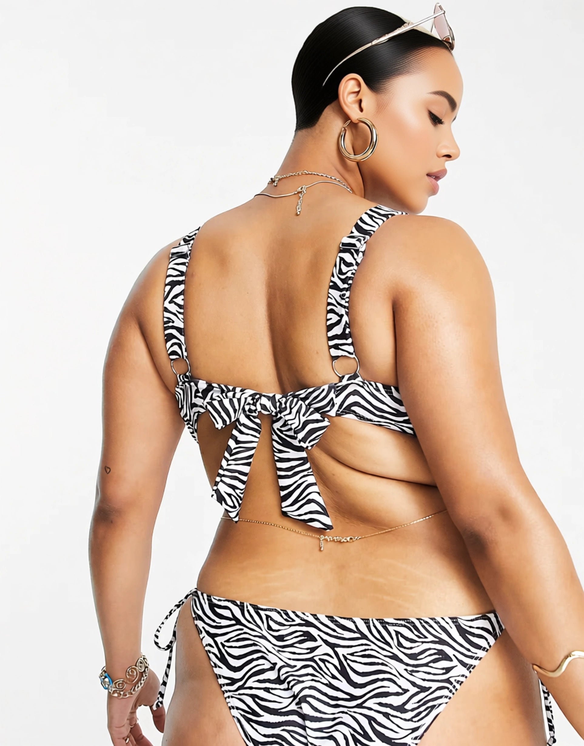 Womens South Beach Curve Mix & Match Handkerchief Bikinii Top In Zebra Print