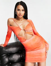 Simmi Clothing Womens Strappy Cut Out Detail Mini Dress In Orange