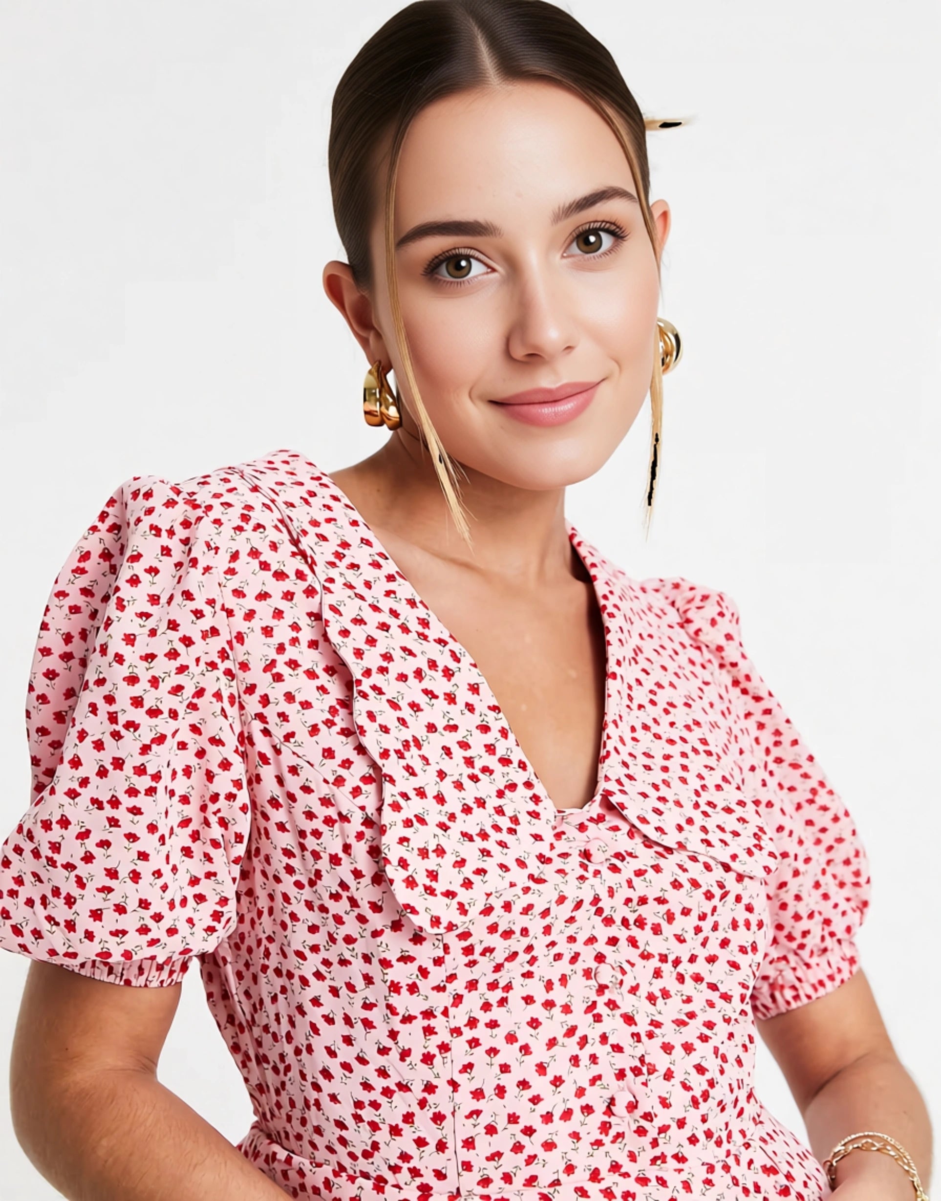 Collective The Label Womens Puff Sleeve Mini Dress in Ditsy Floral
