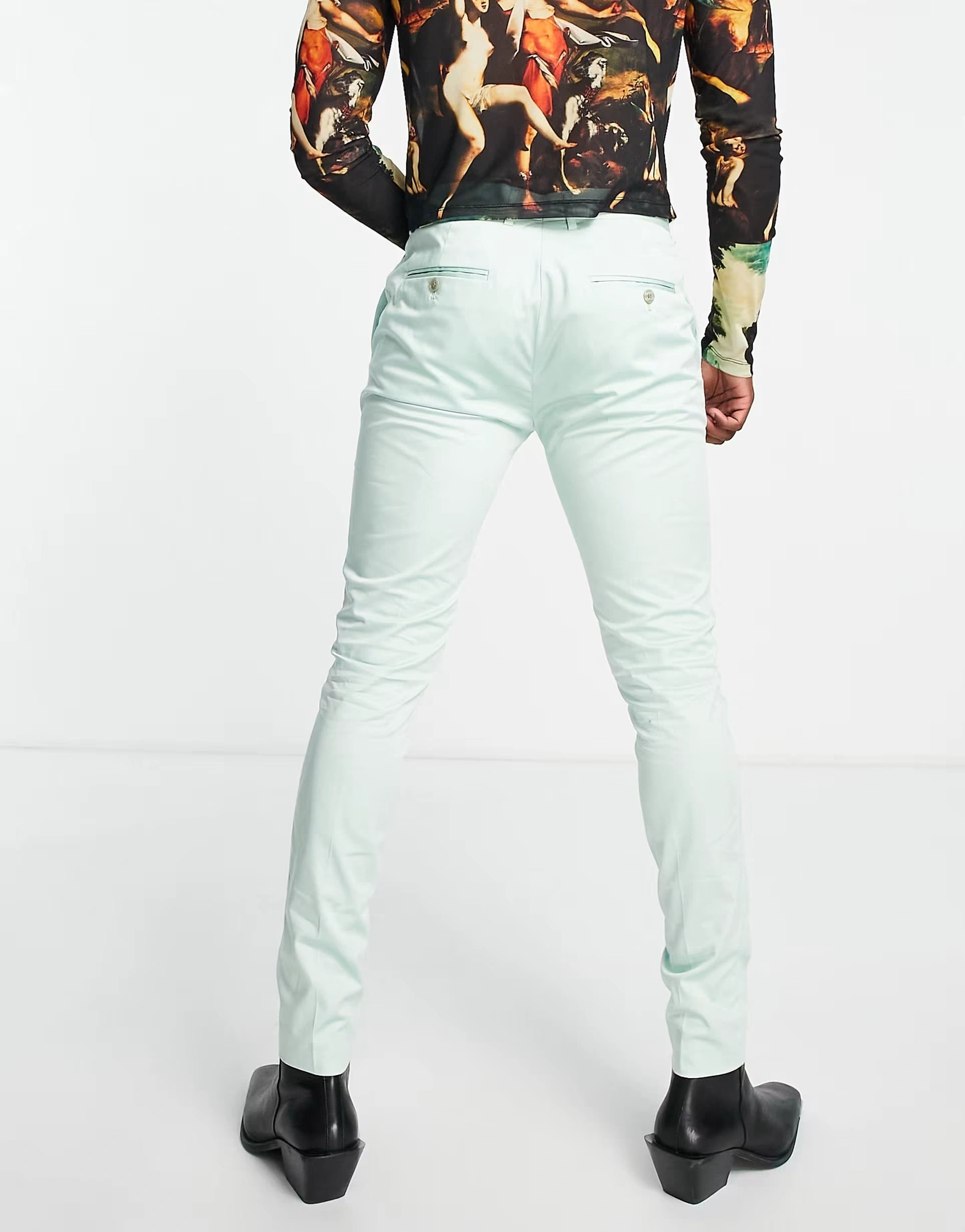 Mens Devils Advocate Super Skinny Suit Trousers In Mint