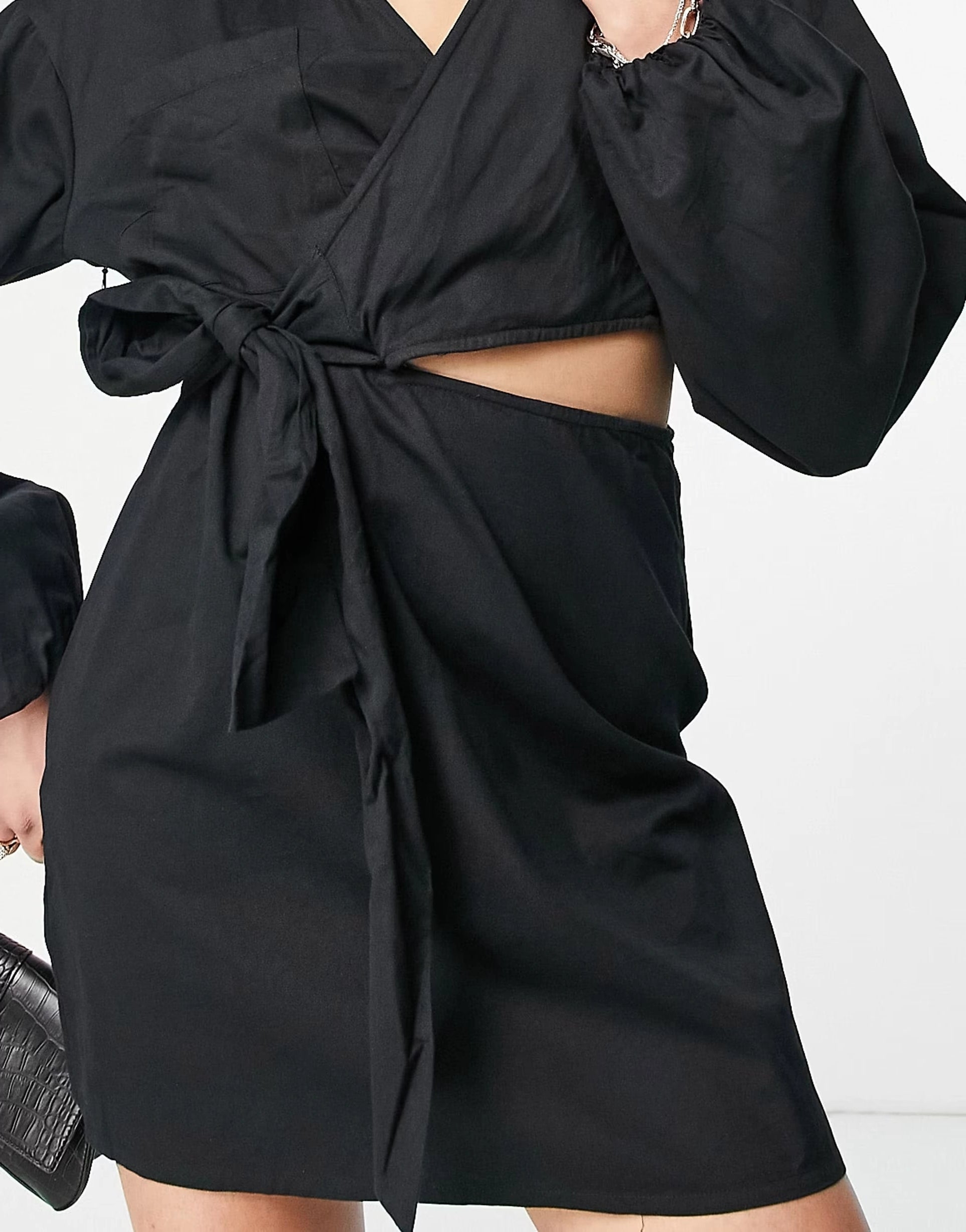 Pretty Lavish Womens Cut Out Wrap Shirt Mini Dress In Black