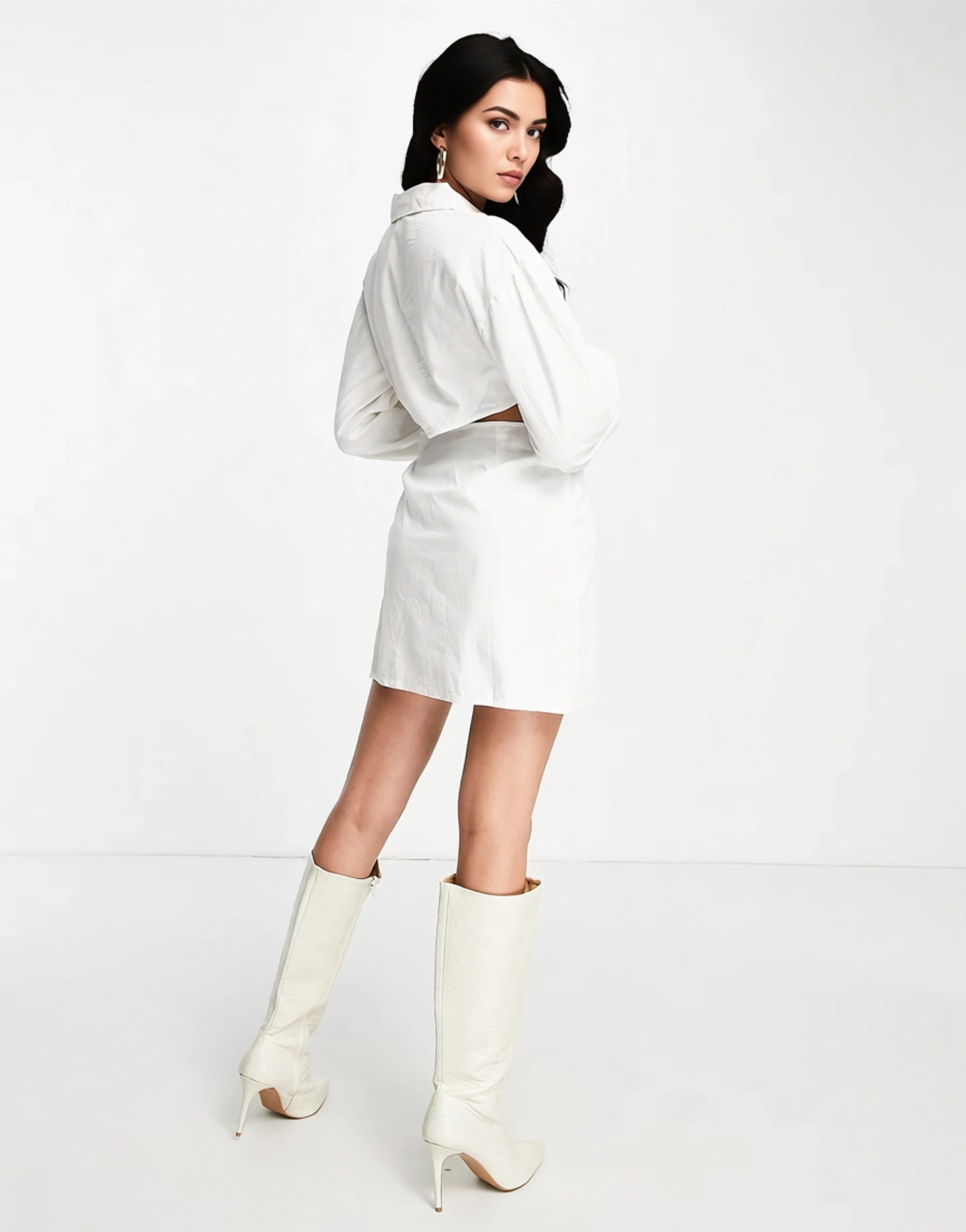 Pretty Lavish Women's Cut Out Wrap Shirt Mini Dress In White