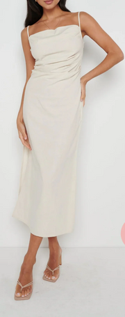 Pretty Lavish Womens Keisha Ruched Midaxi Dress in Sand