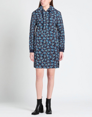 Love Moschino 80s flower print hooded jersey dress in blue
